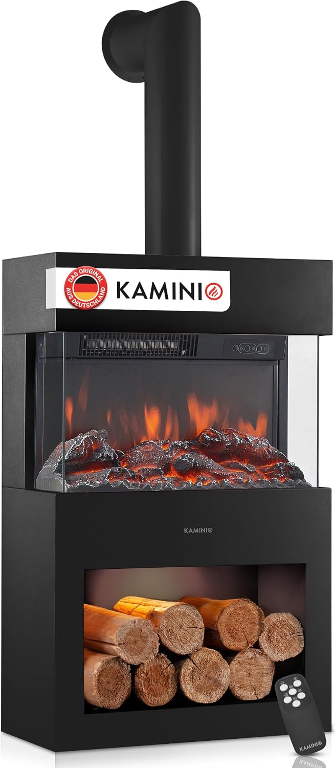 KAMINIO® Henri Elektrokamin mit Heizelement und Ofenrohr [Kamin