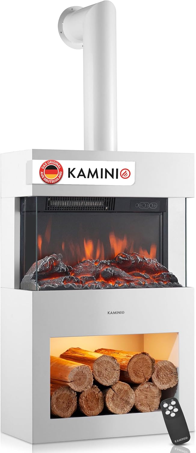 KAMINIO® Henri Elektrokamin mit Heizelement und Ofenrohr [Kamin