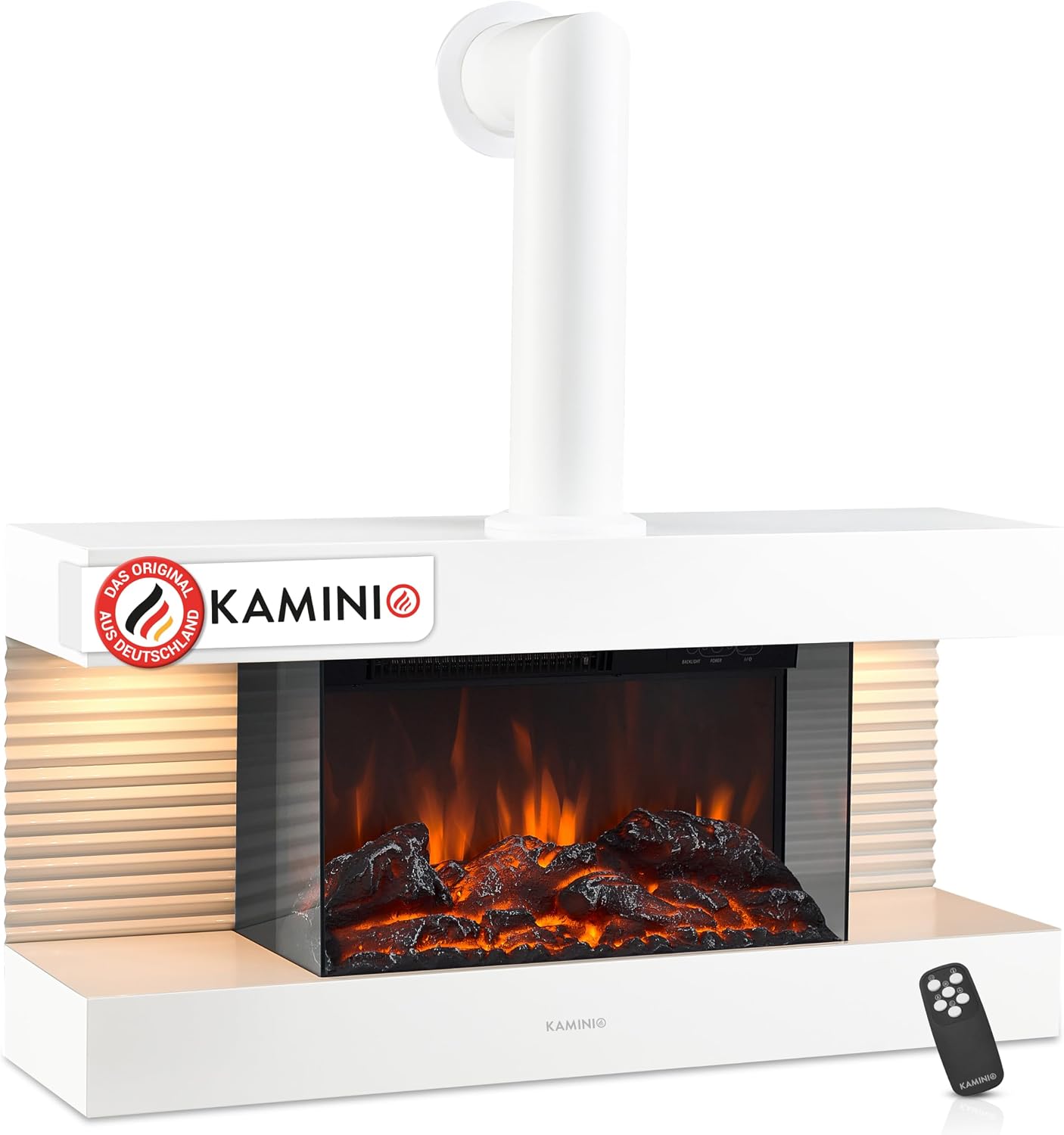 KAMINIO® Liz Elektrokamin mit Heizelement und Ofenrohr [Wandkamin]