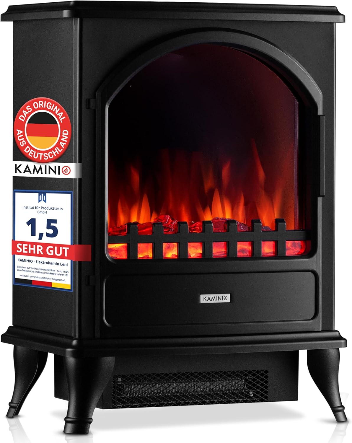 KAMINIO® Leni Elektrokamin mit Heizung [Elektrokamin Schwarz]