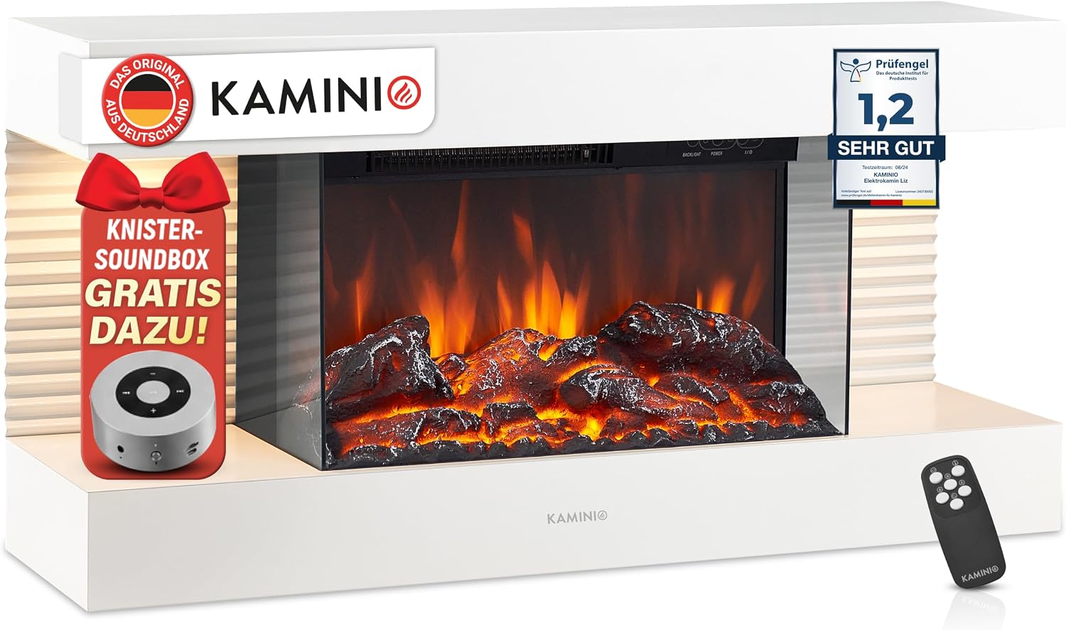 KAMINIO® Liz 82 Elektrokamin mit Heizfunktion [Elektrischer Wandkamin]