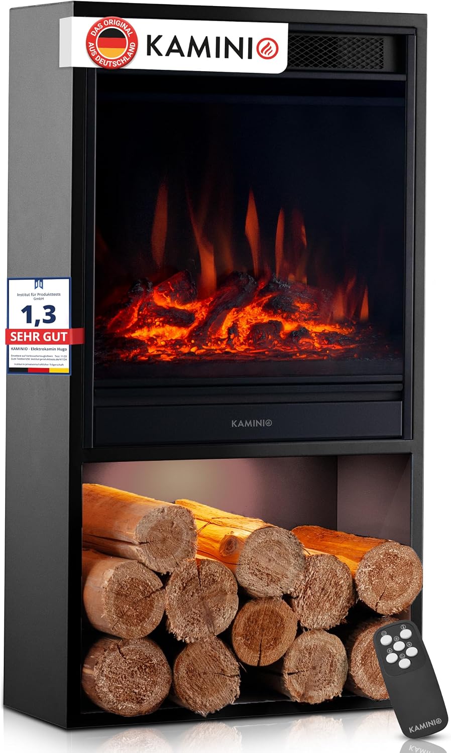 KAMINIO® Hugo Elektrokamin mit Heizfunktion [Elektrokamin Schwarz]