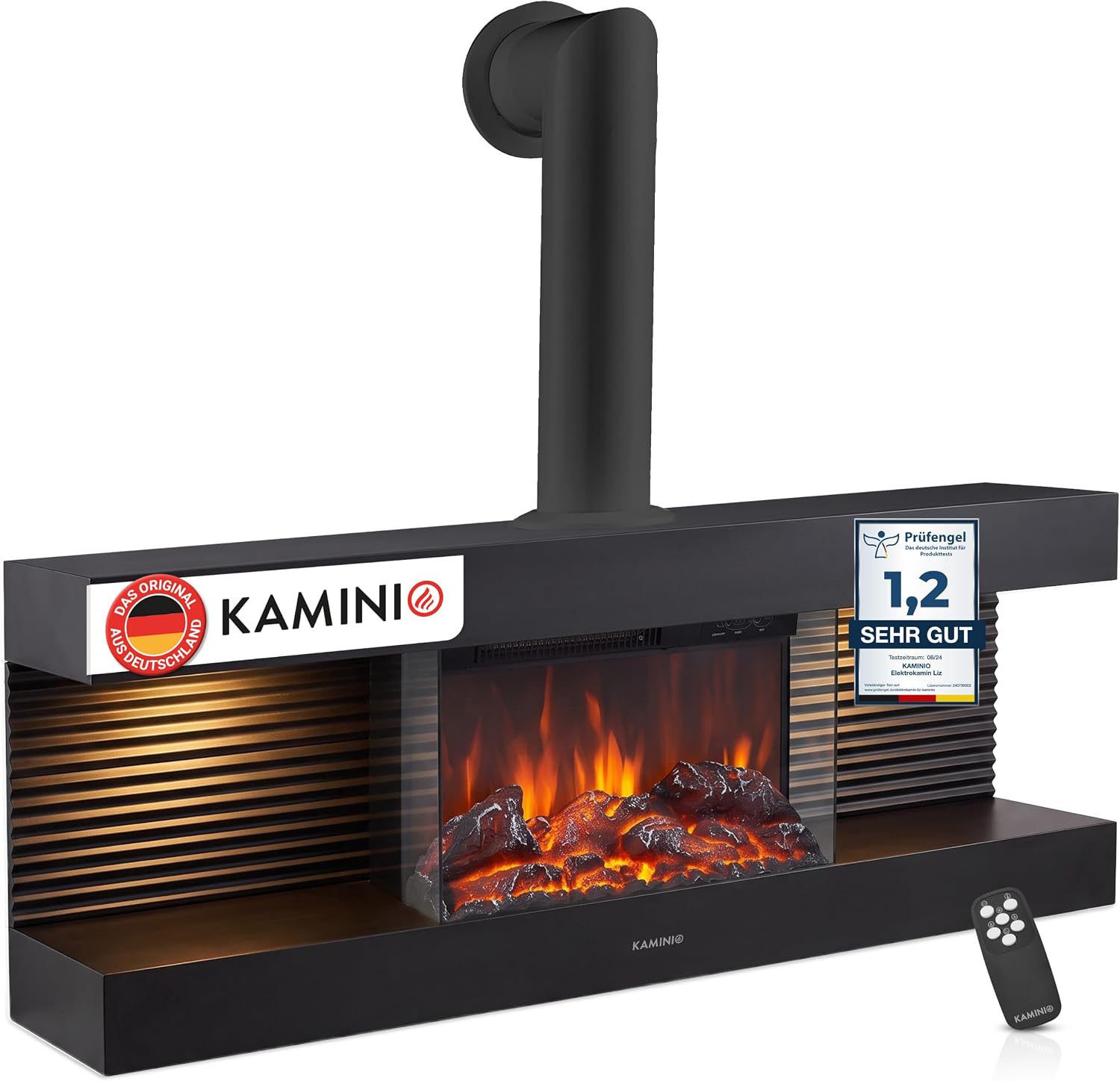 KAMINIO® Liz 130 Elektrokamin mit Heiz- und Ofenrohr [Wand]