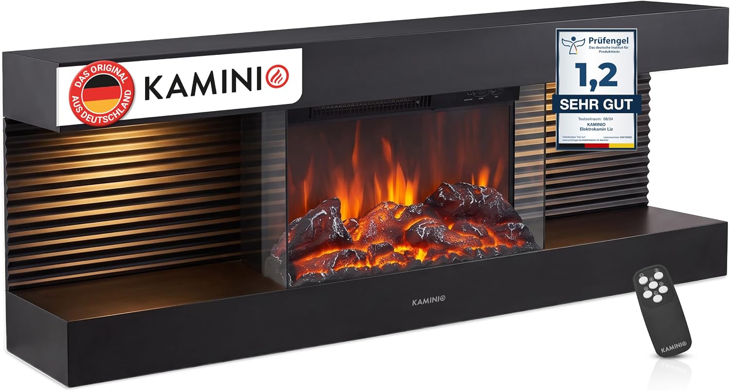KAMINIO® Liz 130 Elektrokamin mit Heizfunktion [Elektrischer Wandkamin]
