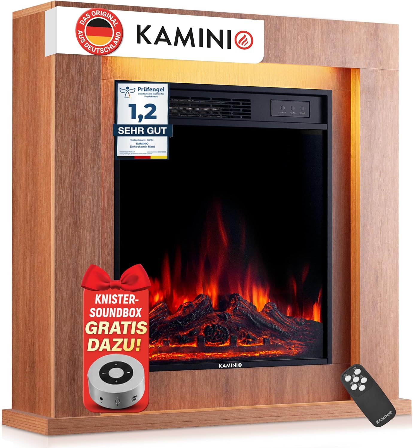 KAMINIO® Matti Modern 32 Eichenholz-Elektrokamin mit Heizfunktion [Standkamin]